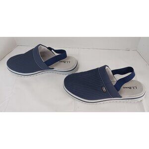 L.L Bean Kids Clogs Sandals 5-6 Blue ID 514088 Shoes Adjustable Elastic Back EUC